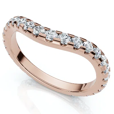 Pompeii3 3/4ct Curved Pave Diamond Wedding Anniversary Ring 14k Gold Lab Grown In Pink