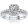 Pompeii3 3/4ct Cushion Halo Diamond Engagement Wedding Ring Set White Gold Lab Grown In Multi