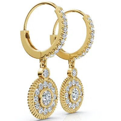 Pompeii3 3/4ct Dangle Diamond Earrings 1 1/10" Tall Lab Grown 14k Gold Ef/vs