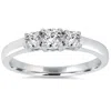 Pompeii3 3/4ct Diamond 3 Stone Engagement Ring 14k White Gold In Silver