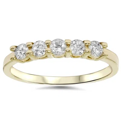 Pompeii3 3/4ct Diamond 5-stone Wedding Anniversary 14k Yellow Gold Ring In Multi