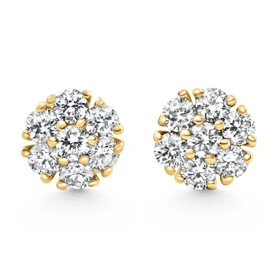 Pompeii3 3/4ct Diamond Cluster 7-stone Pave Studs Screwback Earrings 14k Gold Lab Grown