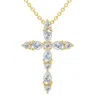 Pompeii3 3/4ct Diamond Cross Round & Pear Shape 14k Gold Necklace Lab Grown 1" Tall In Multi