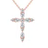 Pompeii3 3/4ct Diamond Cross Round & Pear Shape 14k Gold Necklace Lab Grown 1" Tall In Silver