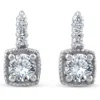 Pompeii3 3/4ct Diamond Cushion Framed Drop Earrings 14k White Gold Petite 11mm Tall In Multi