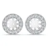 Pompeii3 3/4ct Diamond Earring Studs Jackets 14k White (5.5-6mm) In Silver
