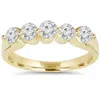 Pompeii3 3/4ct Diamond Five Stone Single Prong Wedding Ring 10k Yellow Gold In Silver