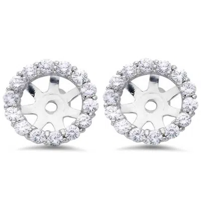 Pompeii3 3/4ct Diamond Halo Earring Studs Jackets 14k White Gold (6-6.7mm)