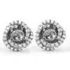 Pompeii3 3/4ct Diamond Halo Studs Spiral Mounting Fits 4.5-5.5mm Round 14k White Gol In Multi