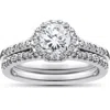 Pompeii3 3/4ct Halo Diamond Engagement Wedding Ring Set 14k White Gold In Multi