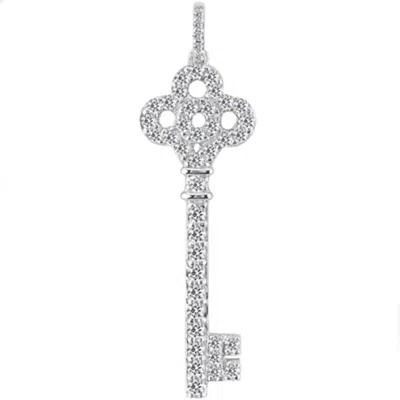 Pompeii3 3/4ct Diamond Key Pendant Necklace 14k White Gold New In Multi
