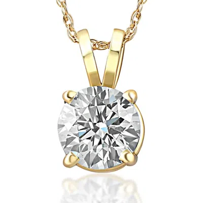 Pompeii3 .75ct Round Cut Diamond Solitaire Pendant Necklace In 14k White Or Yellow Gold In Transparent