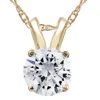 Pompeii3 3/4ct Diamond Solitaire Pendant 14k Yellow Gold Womens Necklace Enhanced In Multi