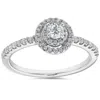 Pompeii3 3/4ct Double Halo Round Diamond Engagement Ring 10k White Gold In Silver