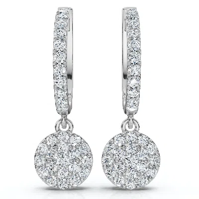 Pompeii3 3/4ct Drop Dangle Hoop Earrings 14k Gold Lab Grown Ef/vs In Metallic