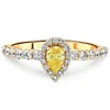 Pompeii3 3/4ct Fancy Yellow Pear Lab Grown Diamond Halo Engagement Ring Yellow Gold In Gold