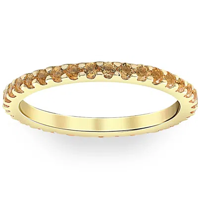 Pompeii3 3/4ct Genuine Citrine Eternity Ring Stackable Band 10k Yellow Gold
