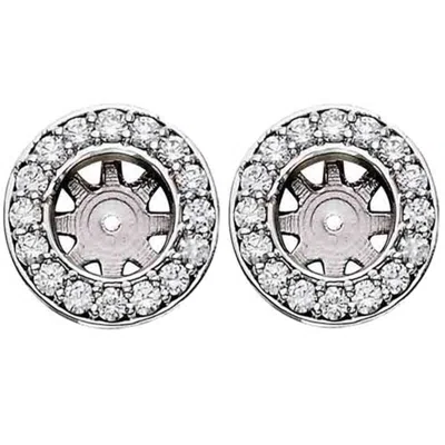 Pompeii3 3/4ct Halo Round Diamond Studs Earring Jackets White Gold (6-6.5mm) In Silver