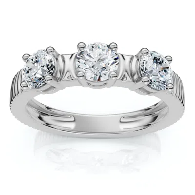 Pompeii3 3/4ct Jade Diamond Wedding Stackable Ring 14k Gold Or Platinum Lab Grown Ef/vs In Silver