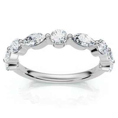 Pompeii3 3/4ct Marquise & Round Diamond Stacking Band 14k Gold Or Platinum Lab Grown In Silver