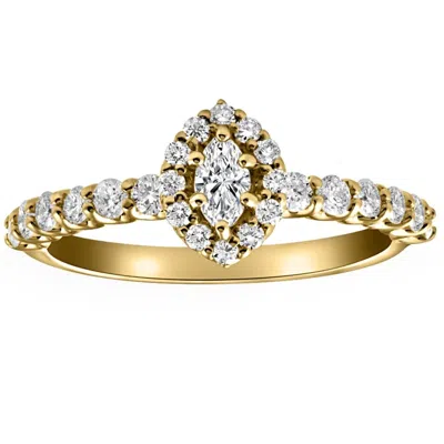 Pompeii3 3/4ct Marquise Halo Diamond Engagement Wedding Ring Set In White Or Yellow Gold In Silver