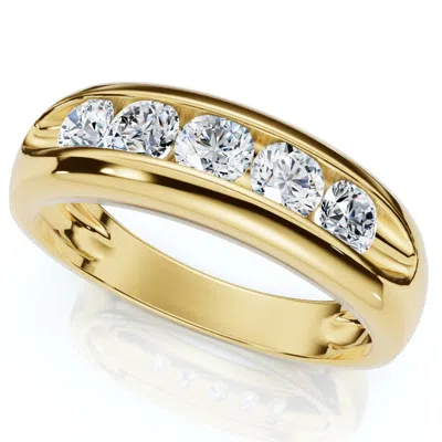 Pompeii3 3/4ct Men's Diamond 5-stone Wedding Ring Channel Set 10k Gold Lab Grown In Silver