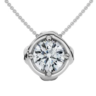 Pompeii3 3/4ct Natural Diamond Unspoken Pendant 14k Gold 18" Women's Solitaire Necklace In White