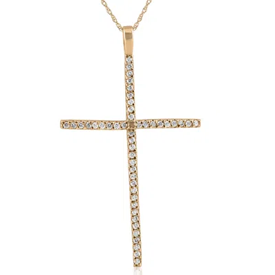 Pompeii3 3/4ct Pave Diamond Cross 14k Yellow Gold 2" Tall In Multi