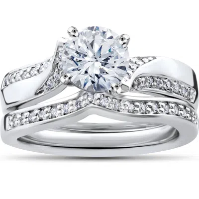 Pompeii3 3/4ct Pave Diamond Twist Engagement Ring 14k White Gold In Multi