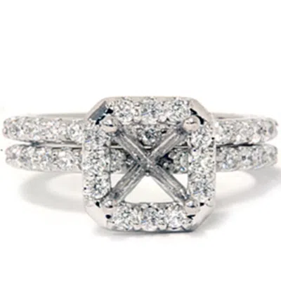 Pompeii3 3/4ct Pave Halo Diamond Ring Set 14k White Gold In Multi