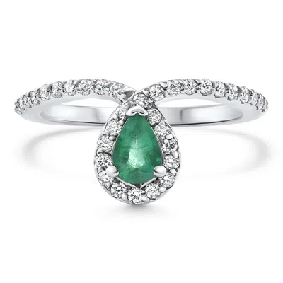 Pompeii3 3/4ct Peart Shape Emerald Diamond Ring 10k Gold Lab Grown In Multi