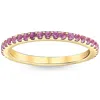 Pompeii3 3/4ct Pink Sapphire Stackable Ring Wedding Band 10k Yellow Gold In Multi