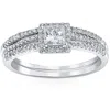 Pompeii3 3/4ct Princess Cut Split Shank Engagement Ring Set 14k White Gold In Multi