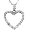 Pompeii3 3/4ct Real Diamond Heart Shape Pendant 14k White Gold In Multi
