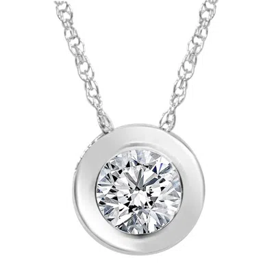 Pompeii3 3/4ct Round Bezel Solitaire Diamond Pendant Necklace 14k White Gold In Multi