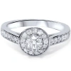 Pompeii3 3/4ct Round Diamond Halo Engagement Ring 14k White Gold In Multi