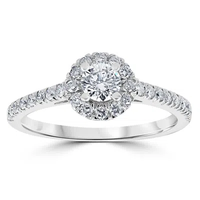 Pompeii3 3/4ct Round Diamond Halo Engagement Ring 14k White Gold In Multi