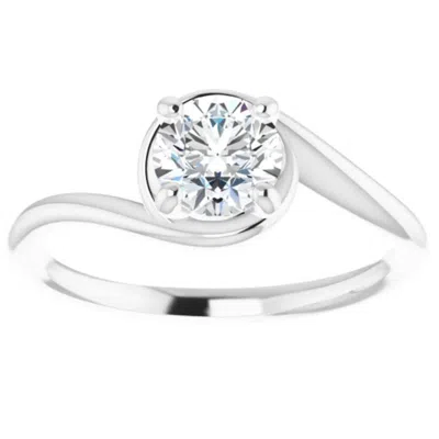 Pompeii3 3/4ct Round Natural Diamond Solitaire Twist Engagement Ring 10k White Gold In Silver