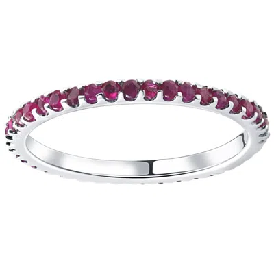 Pompeii3 3/4ct Ruby Eternity Ring Anniversary Band 10k White Gold In Metallic