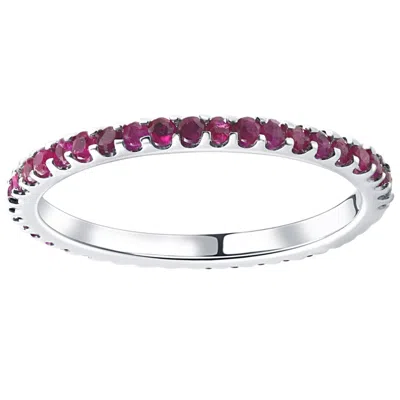 Pompeii3 3/4ct Ruby Eternity Ring Anniversary Band 10k White Gold In Red