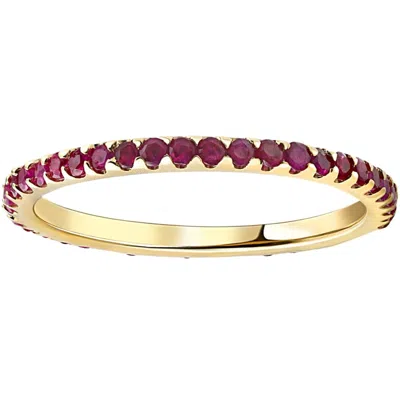 Pompeii3 3/4ct Ruby Eternity Ring Anniversary Band 10k Yellow Gold In Burgundy