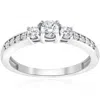 Pompeii3 3/4ct Three Stone Round Diamond Engagement Ring 14k White Gold In Silver