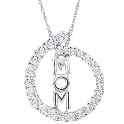 Pompeii3 3/4ct Tw Circle Mom Diamond Pendant Women's 18" White Gold Necklace 10k In Multi