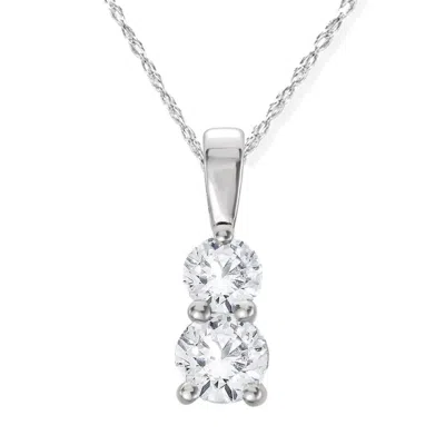 Pompeii3 3/4ct Two Stone Diamond Pendant 14k White Gold In Multi