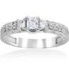 Pompeii3 3/4ct Vintage Diamond 3 Stone Engagement Ring 14k White Gold In Silver