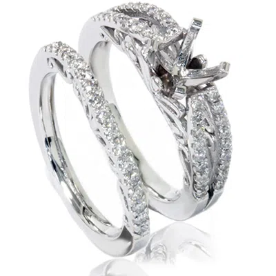 Pompeii3 3/4ct Vintage Diamond Engagement Ring Bridal Set 14k White Gold In Multi