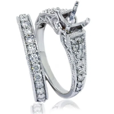 Pompeii3 3/4ct Vintage Diamond Ring Heirloom Filigree Set 14k White Gold In Multi