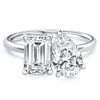 Pompeii3 3.50ct Moi Et Toi Diamond Ring Pear & Emerald Shape 14k White Gold Lab Grown In White