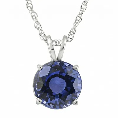 Pompeii3 3.50ct Round Blue Sapphire Solitaire Pendant 14k Gold Necklace Lab Grown 9mm In Neutral
