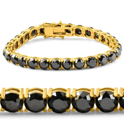 Pompeii3 35ct Black Diamond 14k Yellow Gold Women's Tennis Bracelet 7"